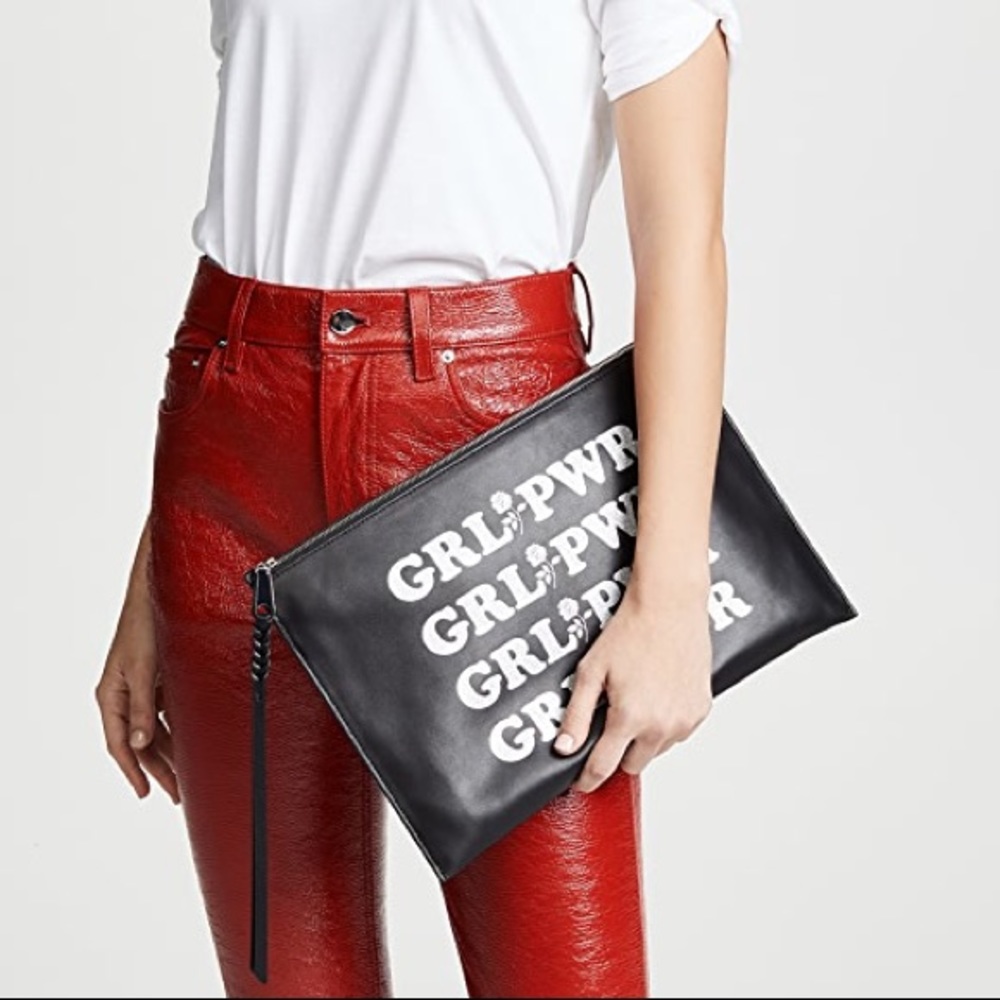 Grl Pwr Rose Large Leather Zip Clutch